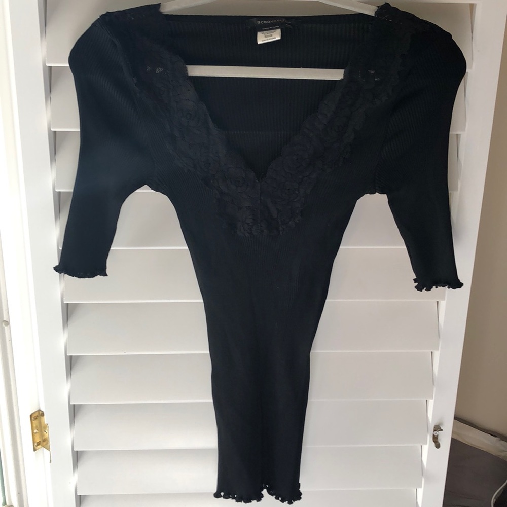 BCBGMaxazaria Black Silk Top